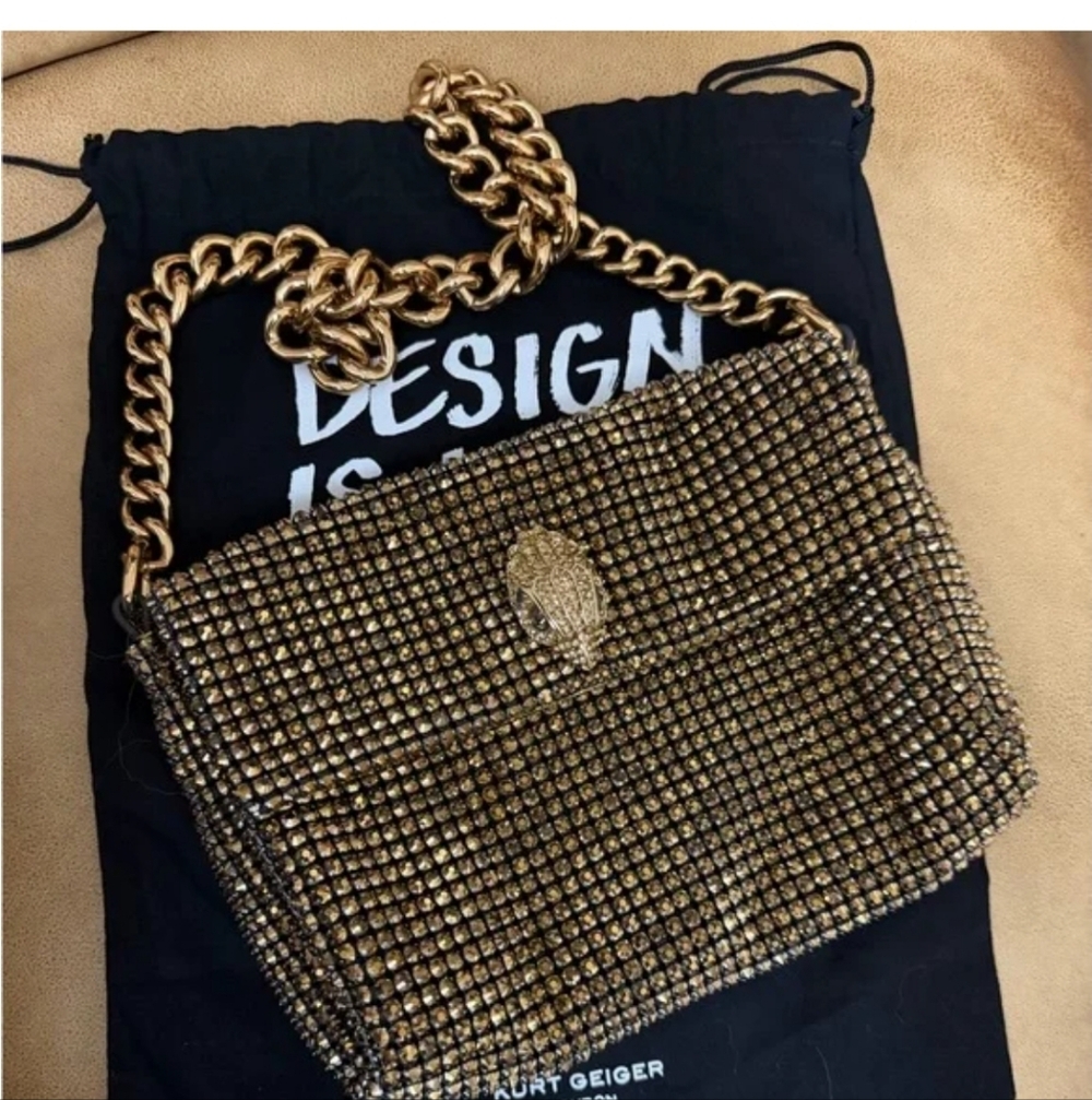 Kurt Geiger London Gold Crossbody Bag With Dustcover - Picture 4 of 16